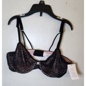 New Auden Women's Black & Pink Lace underwire Adjustable Straps Bra Size 32B